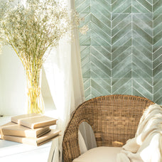 Living room peel and stick backsplash tile Chevron herringbone green Smart Tiles