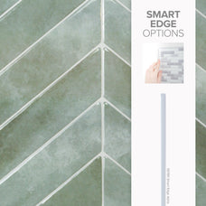Smart edge peel and stick backsplash tile Chevron herringbone green Smart Tiles