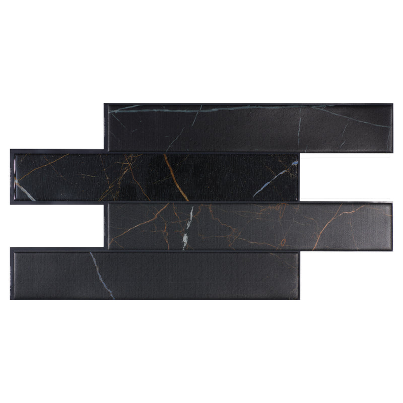 NORWAY Black peel and stick backsplash tile smart tiles for kitchen, bathroom, vr and fireplace
