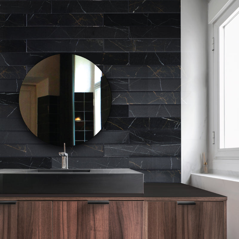 NORWAY Black peel and stick backsplash tile smart tiles for kitchen, bathroom, vr and fireplace