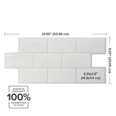 Dimensions peel and stick backsplash tile Metro XL white  Smart Tiles