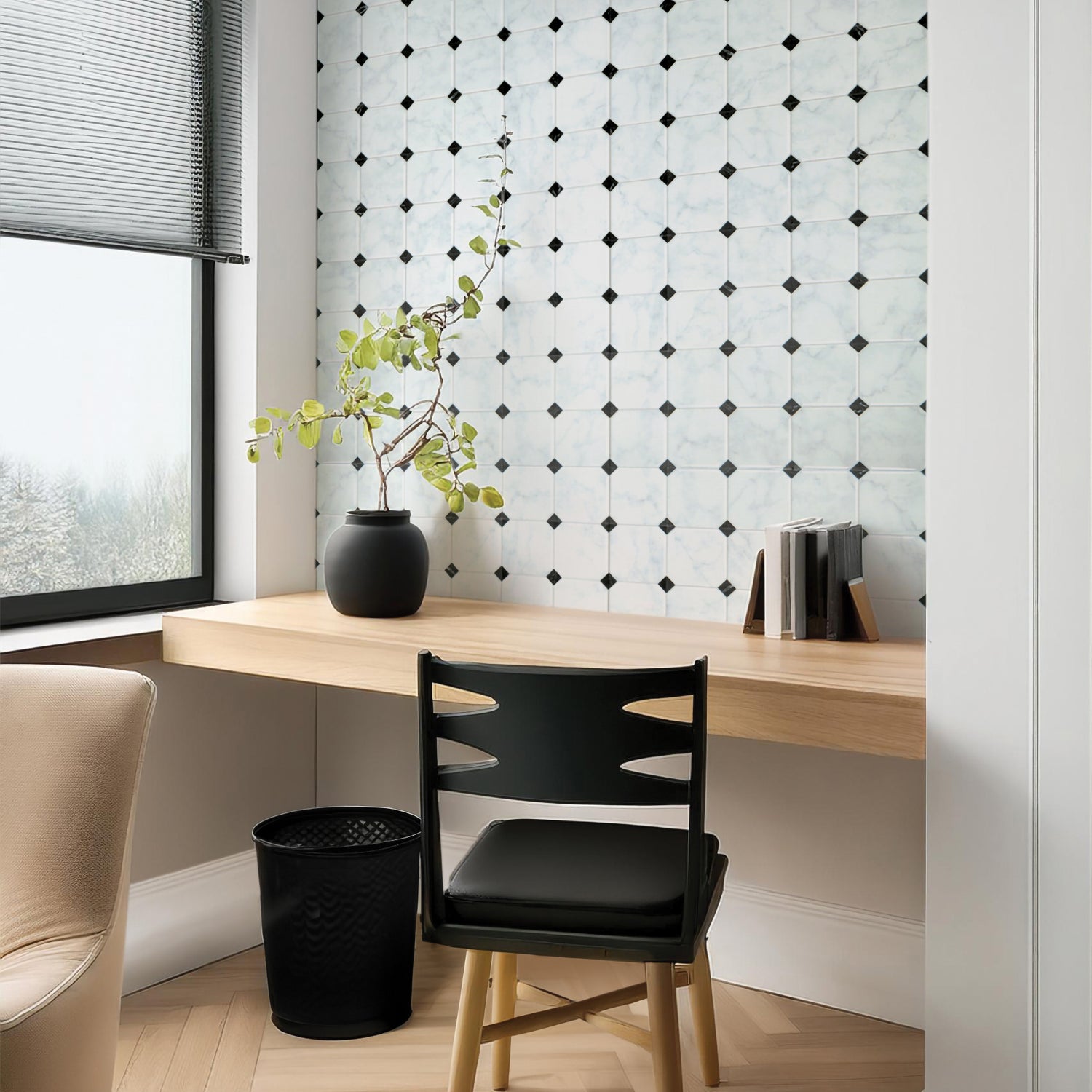 office peel and stick backsplash tiles Betera white grey black white Smart Tiles