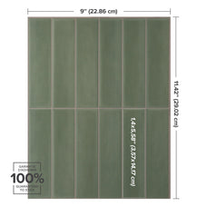 Green peel-and-stick backsplash tile Smart Tiles dimensions