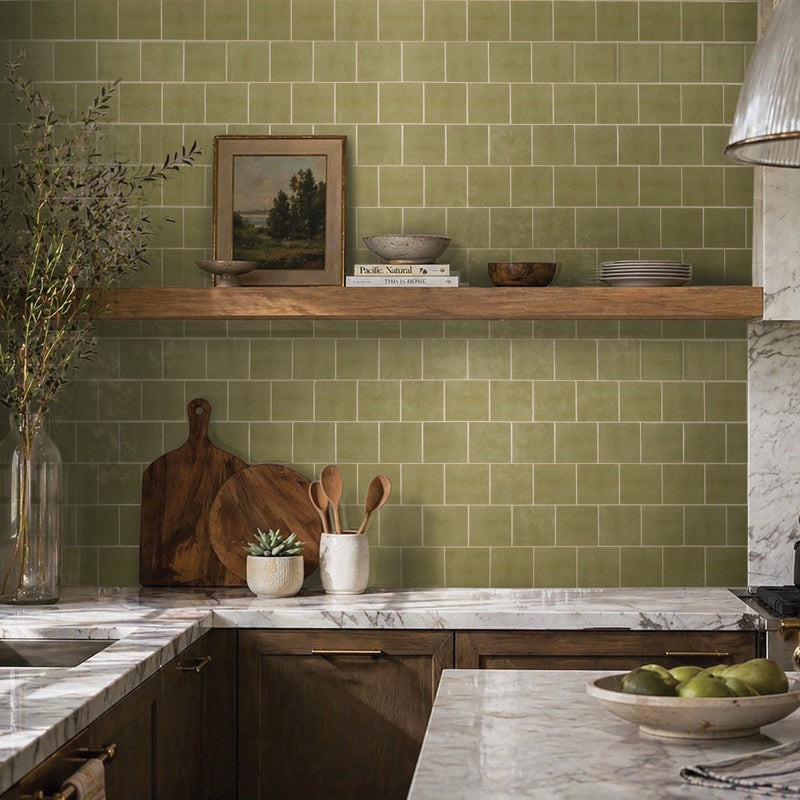Square green peel and stick backsplash tile smart tiles for kitchen, bathroom, vr and fireplace