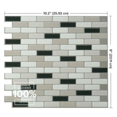 Dimensions peel and stick backsplash tiles MURANO Black, Grey, White Smart Tiles