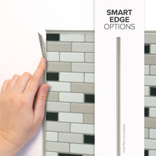 Smart Edge peel and stick backsplash tiles MURANO Black, Grey, White Smart Tiles