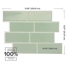 Dimensions peel and stick backsplash tiles METRO Green Smart Tiles