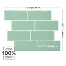 dimensions peel and stick backsplash tiles METRO Green Smart Tiles