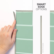 smart edge  peel and stick backsplash tiles METRO Green Smart Tiles