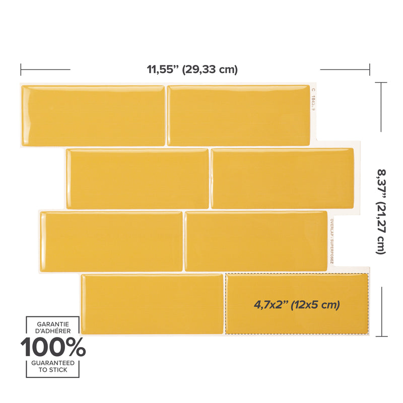 METRO Yellow peel and stick backsplash tile smart tiles for kitchen, bathroom, vr and fireplace
