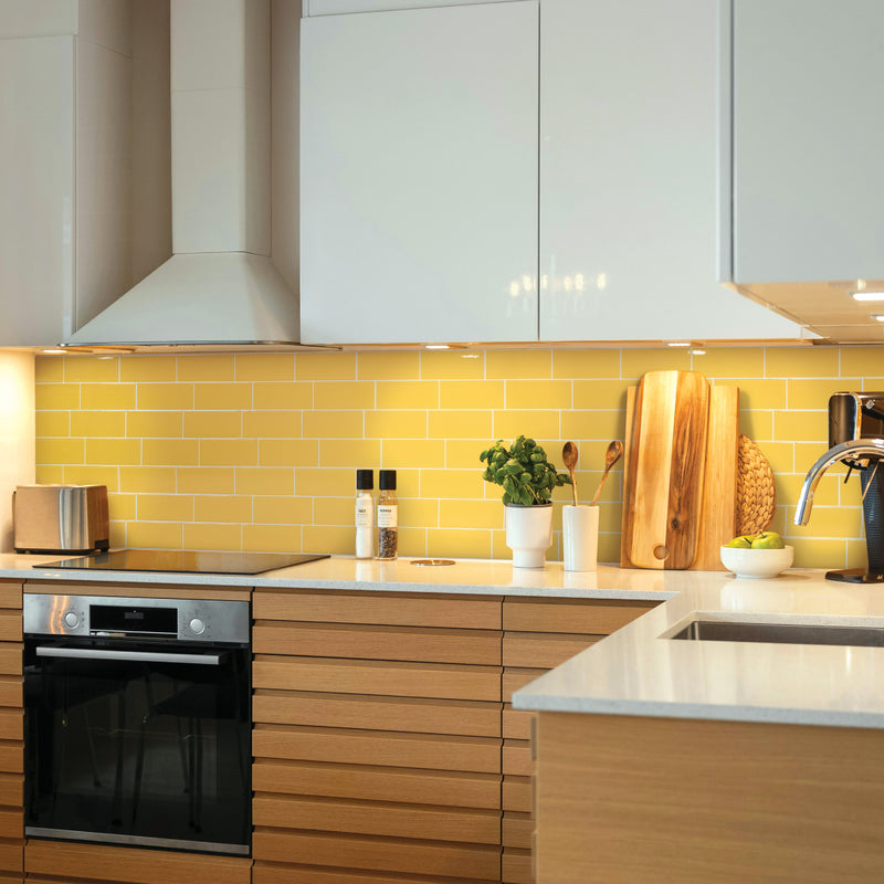 METRO Yellow peel and stick backsplash tile smart tiles for kitchen, bathroom, vr and fireplace