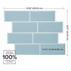 dimensions peel and stick backsplash tiles METRO Blue Smart Tiles