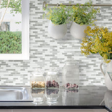 kitchen, bathroom peel and stick backsplash tiles MURETTO Grey, White Smart Tiles