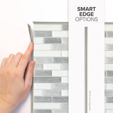 smart edge peel and stick backsplash tiles MURETTO Grey, White Smart Tiles