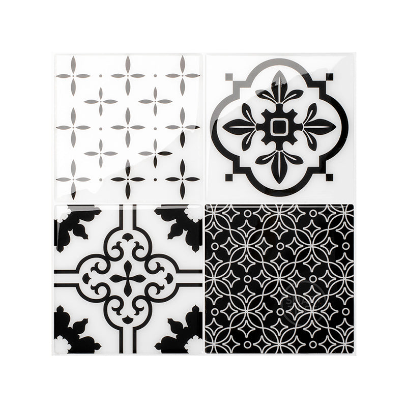 Vintage black and white peel and stick backsplash tile smart tiles for kitchen, bathroom, vr and fireplace
