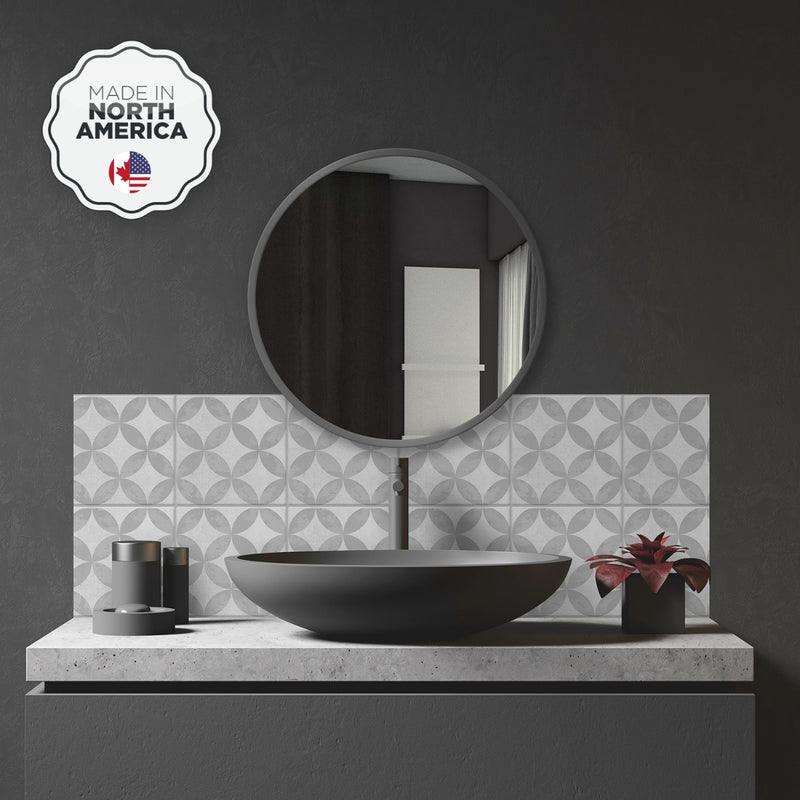 Vintage soft grey peel and stick backsplash tile smart tiles for kitchen, bathroom, vr and fireplace