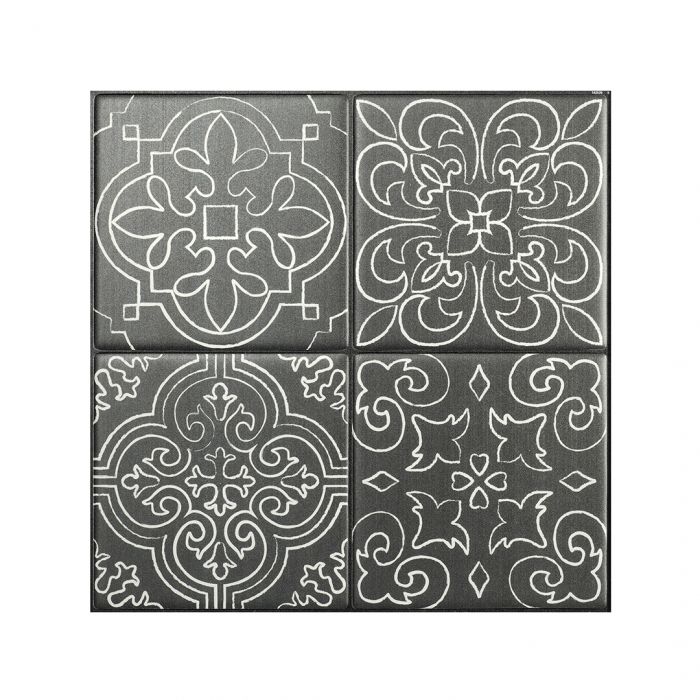 Vintage black and white peel and stick backsplash tile smart tiles for kitchen, bathroom, vr and fireplace