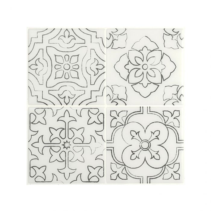 Vintage cream and black peel and stick backsplash tile smart tiles for kitchen, bathroom, vr and fireplace