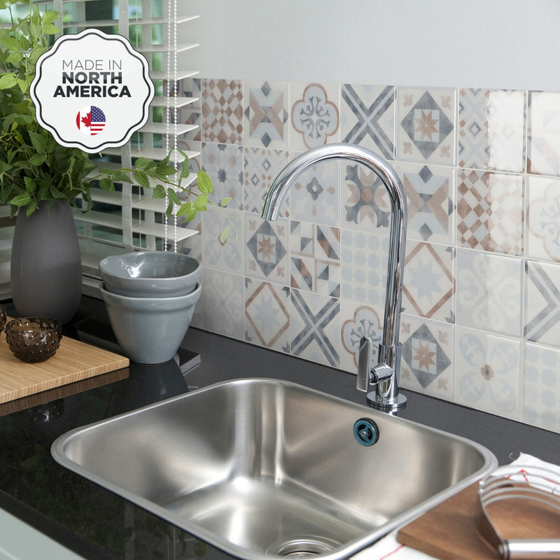 VINTAGE Blue, Brown, White peel and stick backsplash tile smart tiles for kitchen, bathroom, vr and fireplace