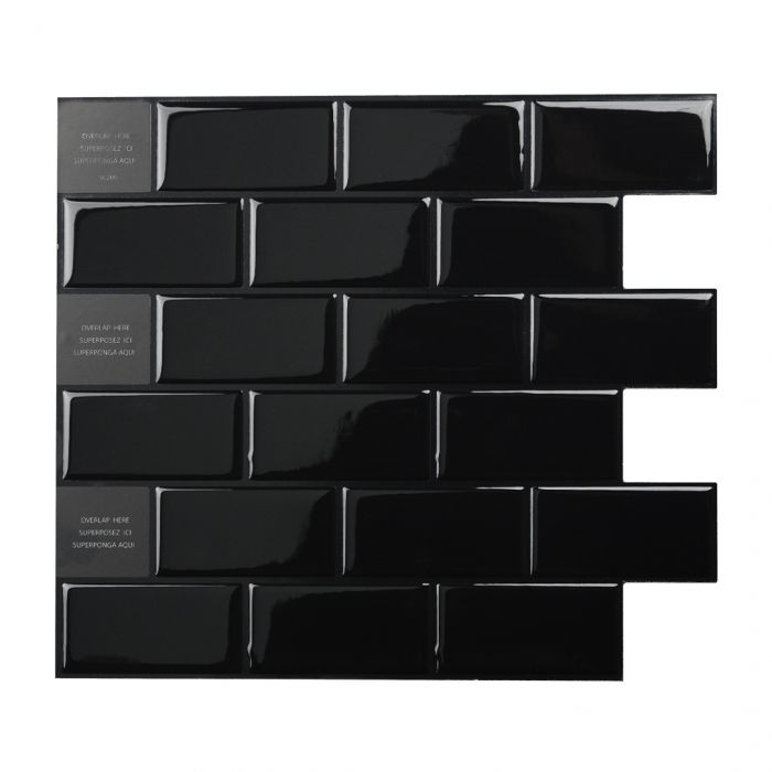 Subway black peel and stick backsplash tile smart tiles for kitchen, bathroom, vr and fireplace